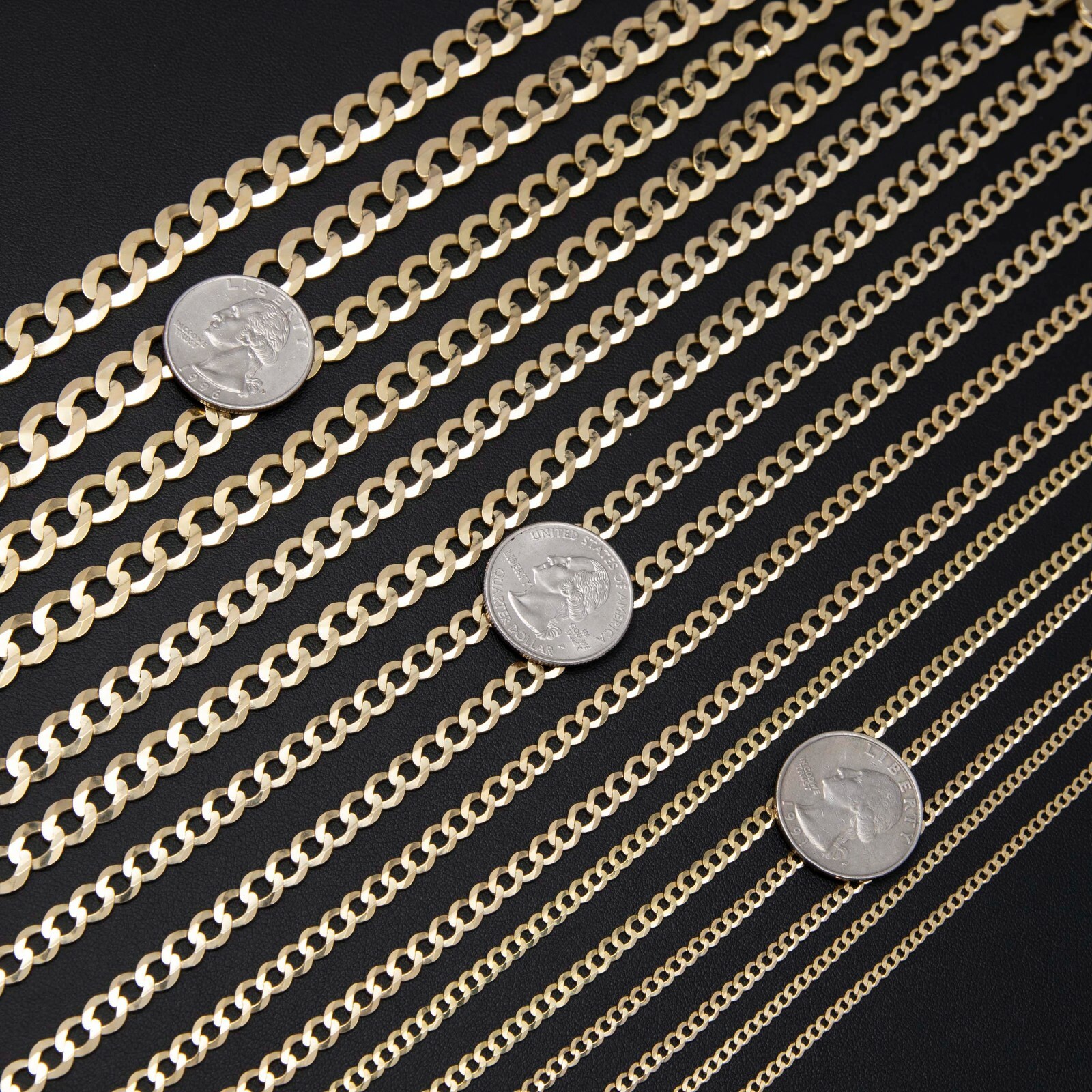 Solid 10K Yellow Gold Miami Curb Link Chain Necklace Real 10K All Sizes