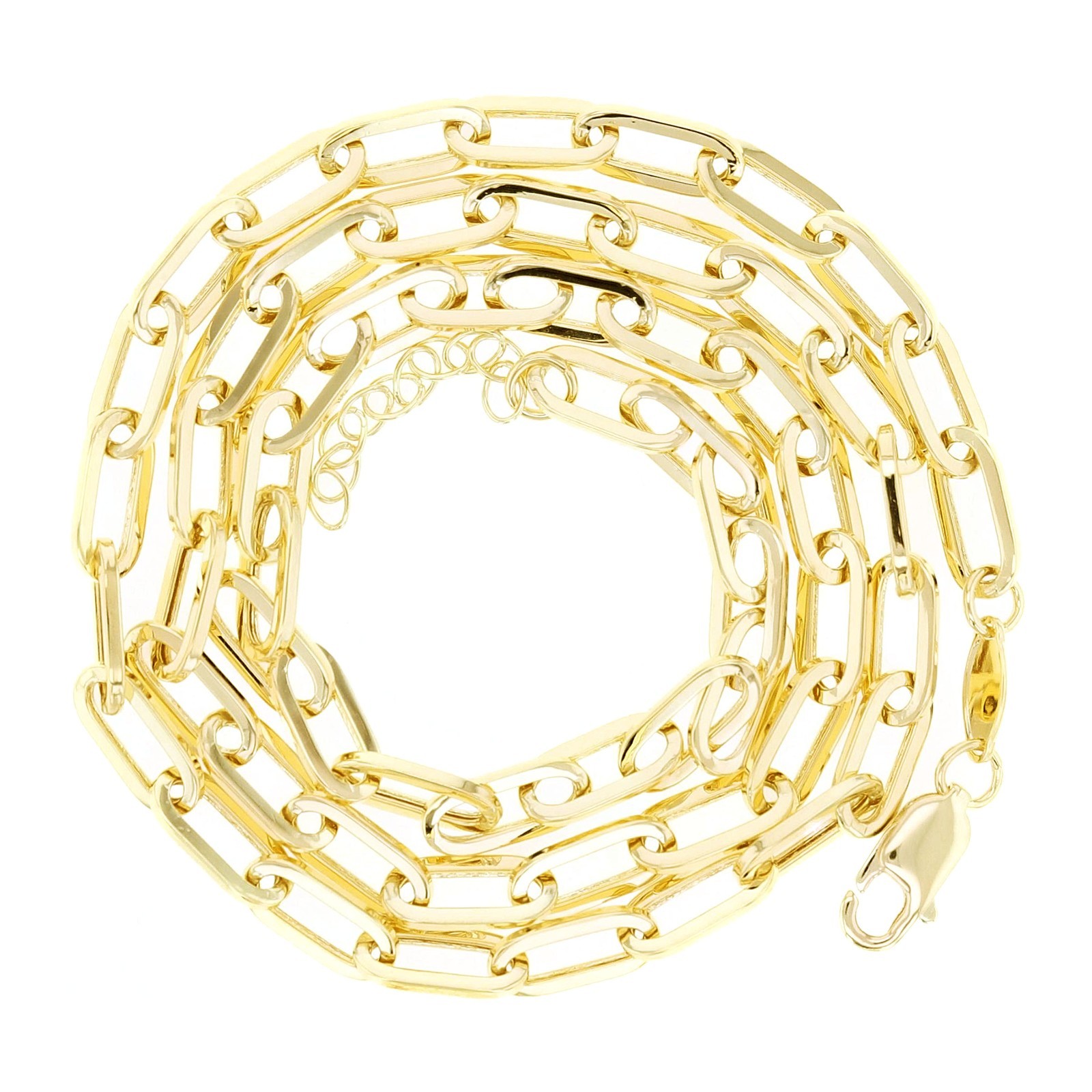 Italian 14k Yellow Gold Paper Clip Link Chain Necklace 18″ 4mm 5.4 grams