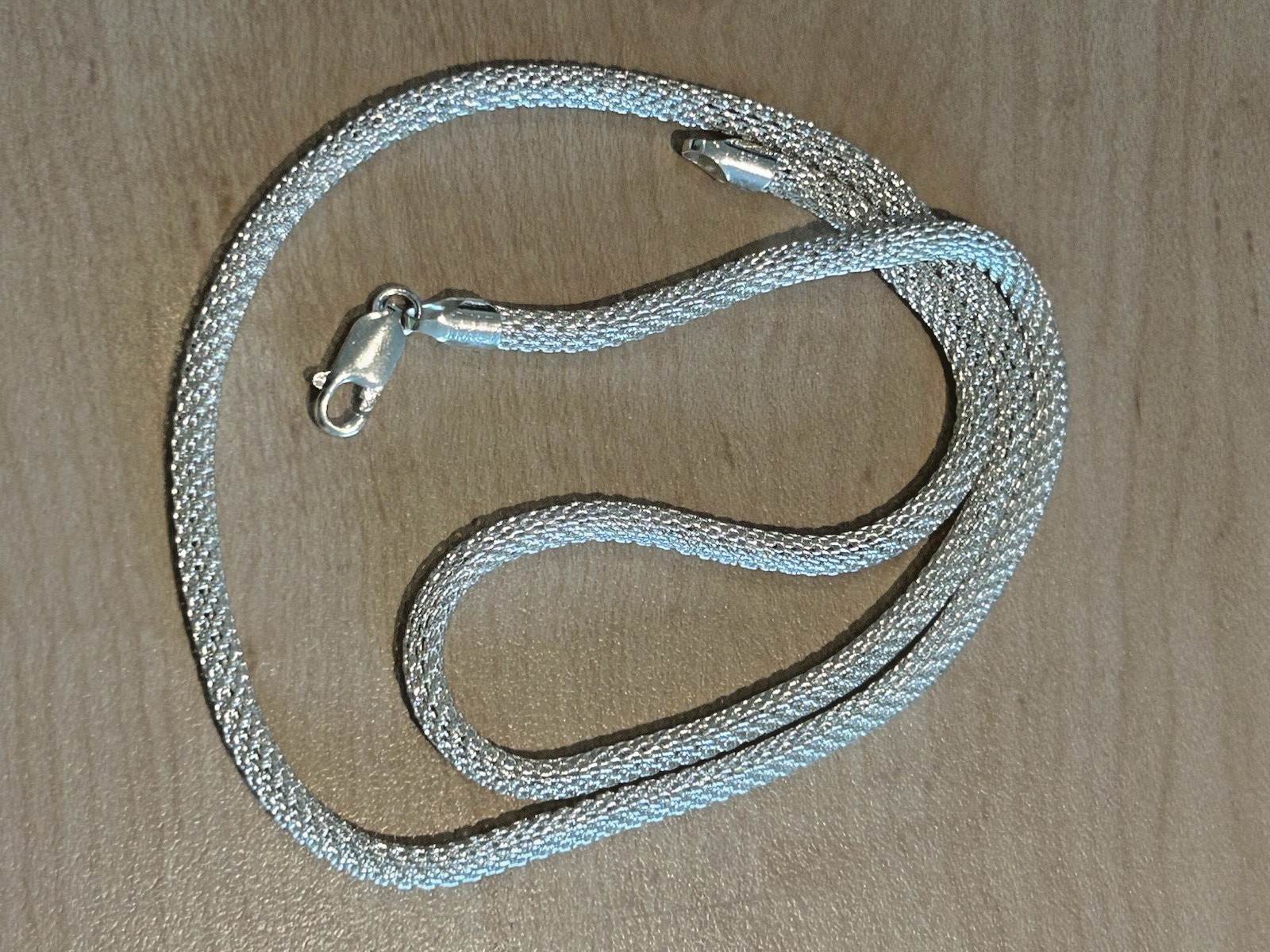 Italian Sterling Silver Mesh Chain Necklace 23.5” Long Italy 925 Lobster Clasp