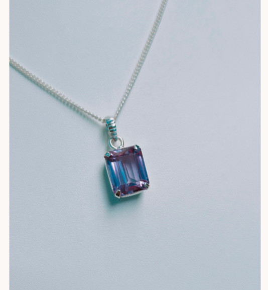 Natural Alexandrite 100% Color Change Gemstone Pendant 925 Sterling Silver