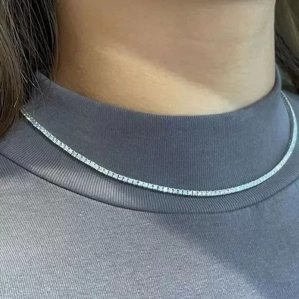 20Ct Round Cut Lab Created Diamond Tennis Women’s Necklace 14K White Gold Plated