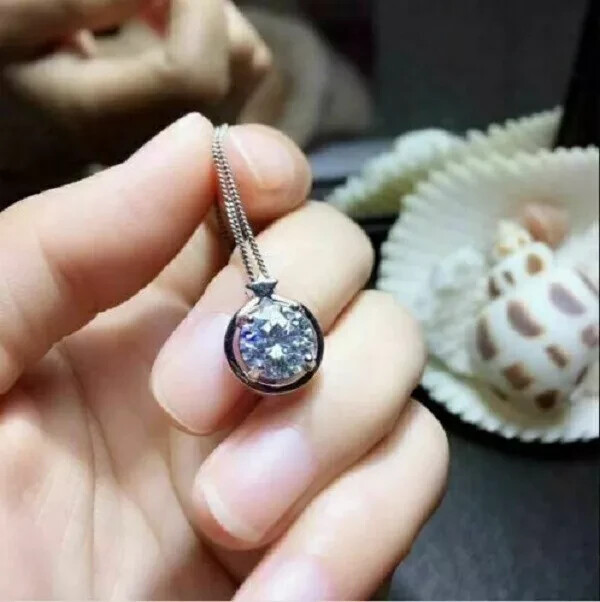 3Ct Lab Created Diamond Women’s Pendant 14K White Gold Finish Free Chain