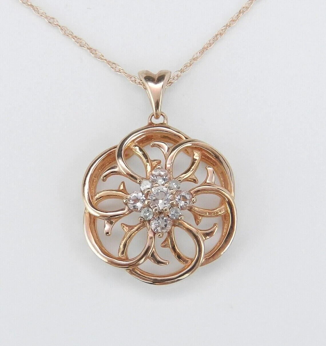 1Ct Round Cut Diamond Flower Cluster Pendant 14K Yellow Gold Plated 18″ Chain