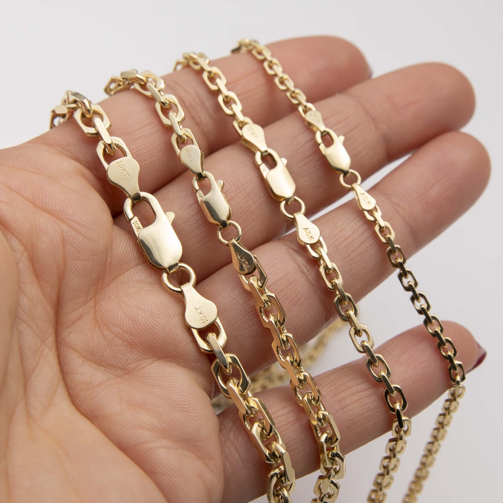 Solid 10K Yellow Gold Shiny Chunky Box Link Chain Necklace Real 10K All Sizes
