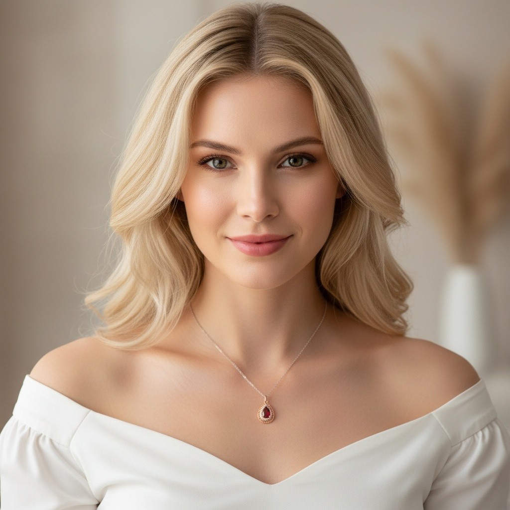 925 Sterling Silver Necklace 6x4mm Natural Garnet Gemstone Zircon Handmade Chain