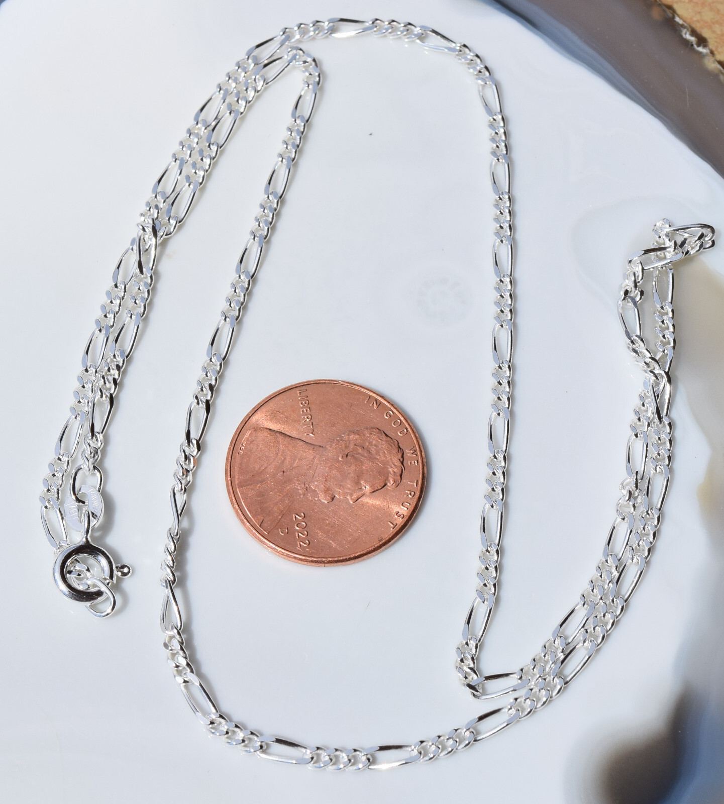 Figaro 3 + 1 Chain Italian 925 Sterling Silver 2.1mm Chain 18″ Spring Ring Clasp