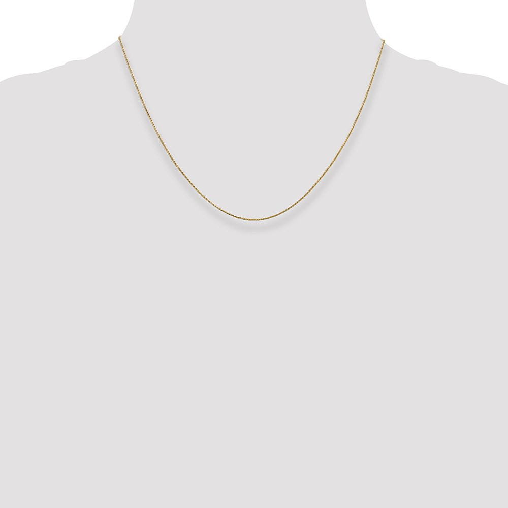 14k Yellow Gold Diamond-Cut 0.65mm Spiga Wheat Pendant Chain Necklace 18 Inch