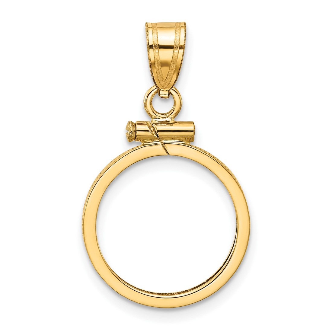 14k Yellow Gold 15mm Polished Screw Top Coin Bezel Pendant