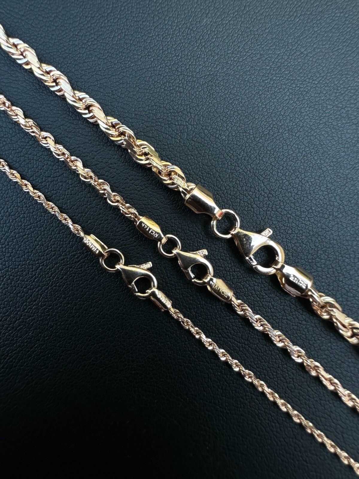 Solid 14k Rose Gold Men’s Women’s Real Rope Chain Necklace 1.5mm-4mm