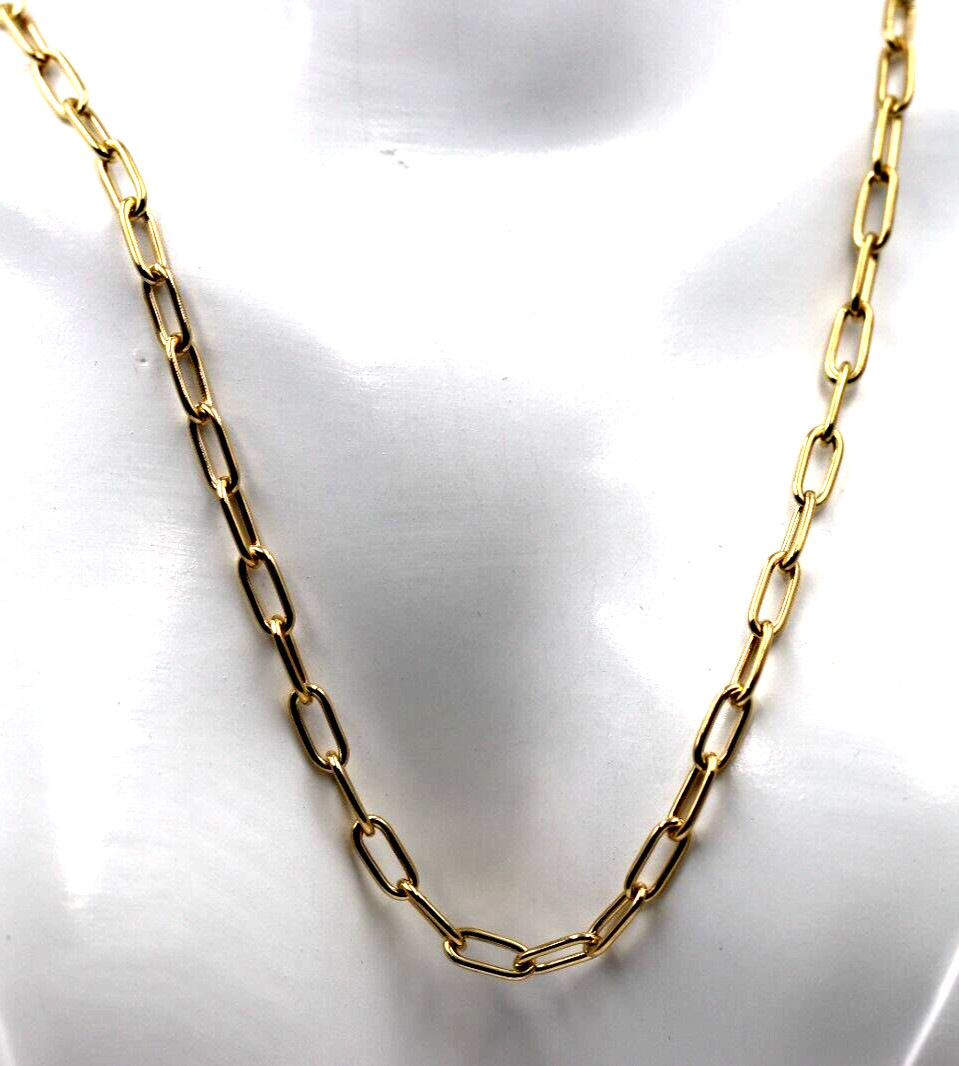 Genuine 9ct Yellow Gold Handmade Paper Clip Paperclip 55cm Necklace