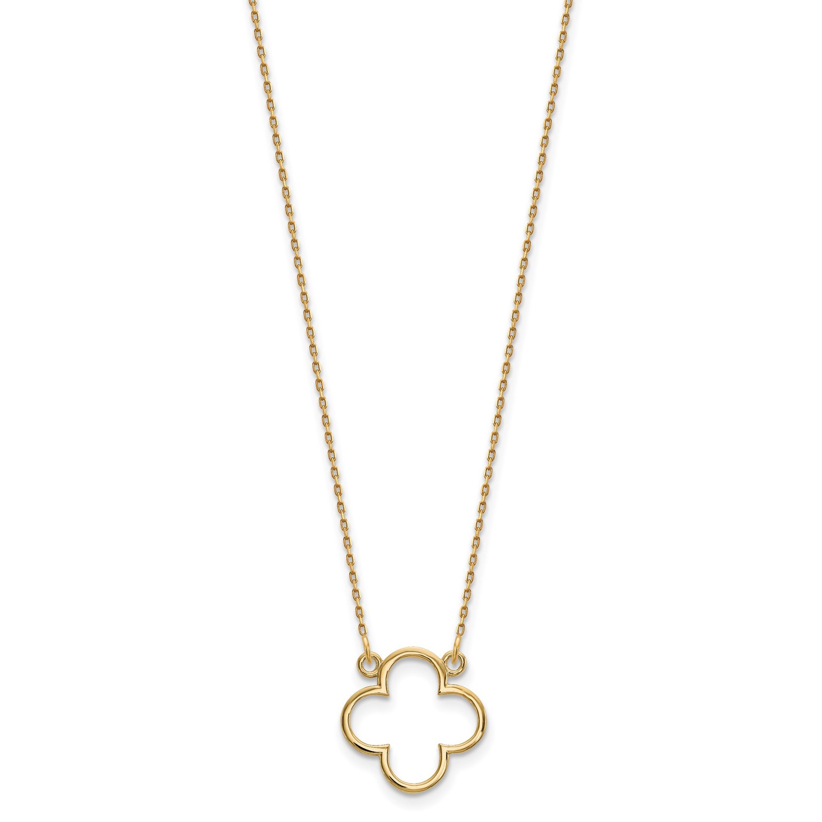 14K Polished Open Quatrefoil Design 18 inch Necklace Chain Mens Womens USA