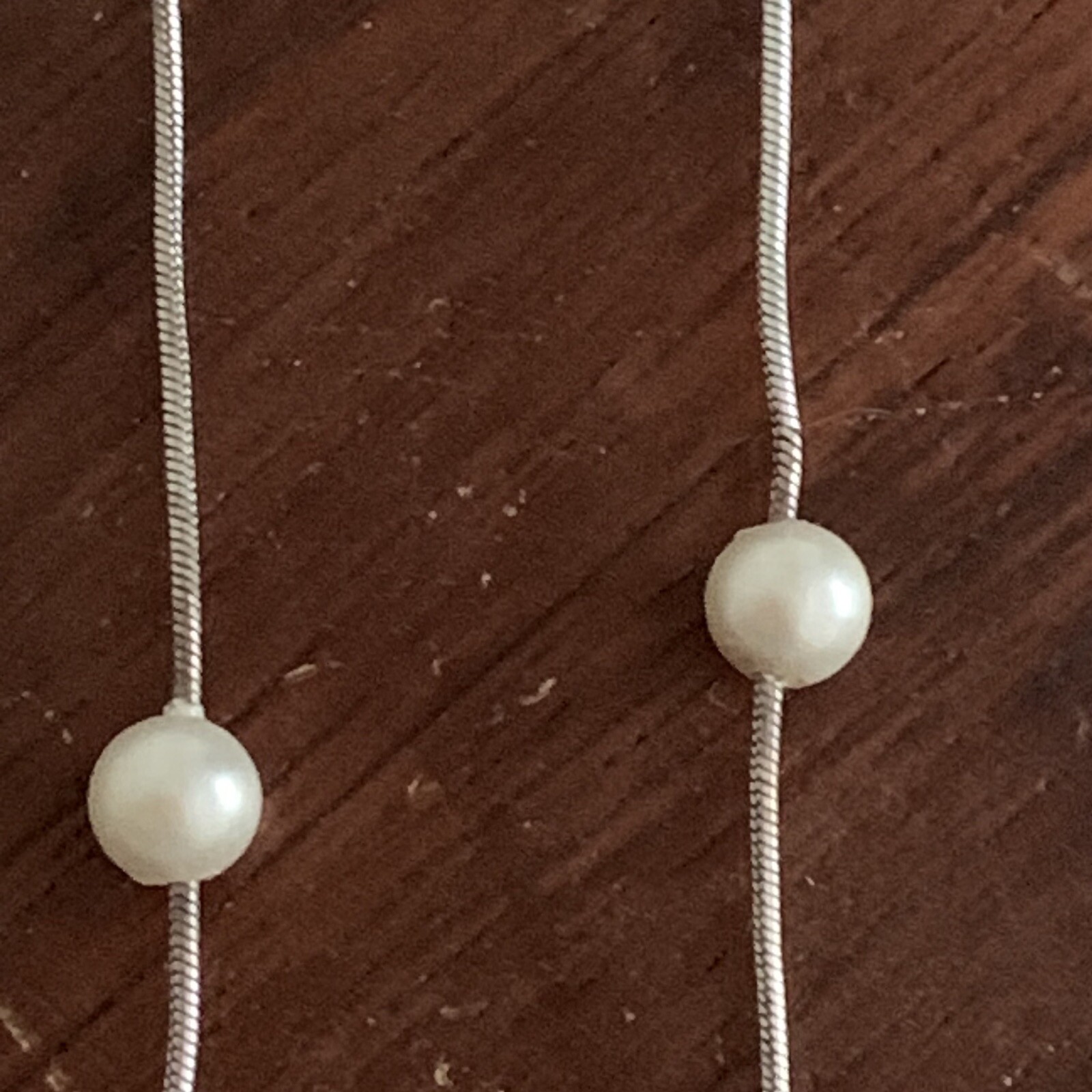 OLO Italy Sterling Silver 925 chain 5MM Satellite Pearl Necklace 16.5in