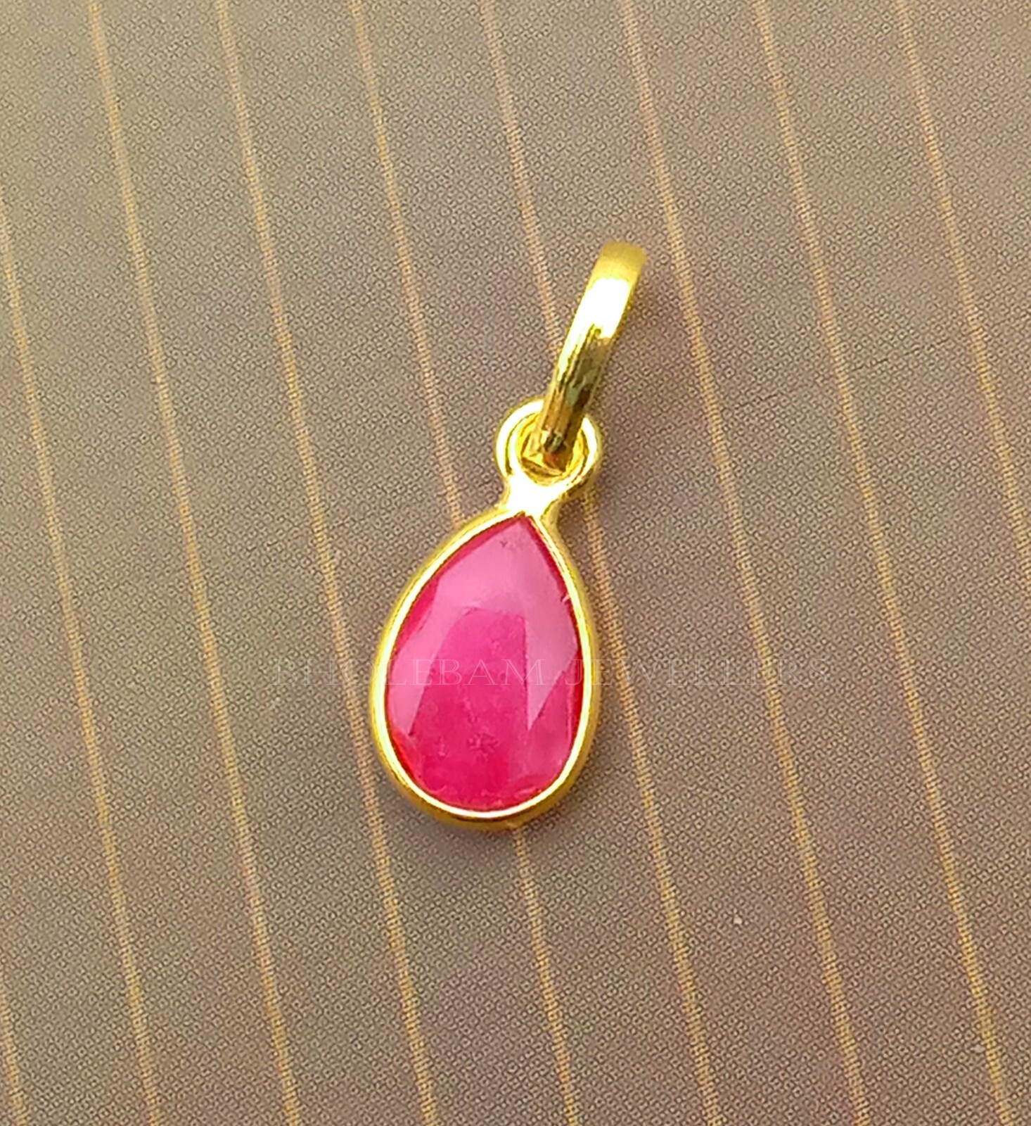 Lab Created Ruby Gold charm ,18k Gold Charm, Handmade Jewelry