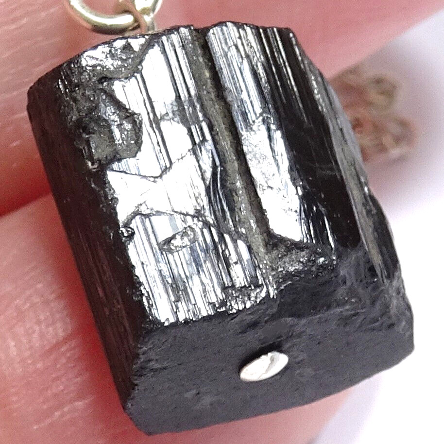 Crystal Raw Black Tourmaline Necklace Root Chakra Jewelry 925 Silver Chain Video