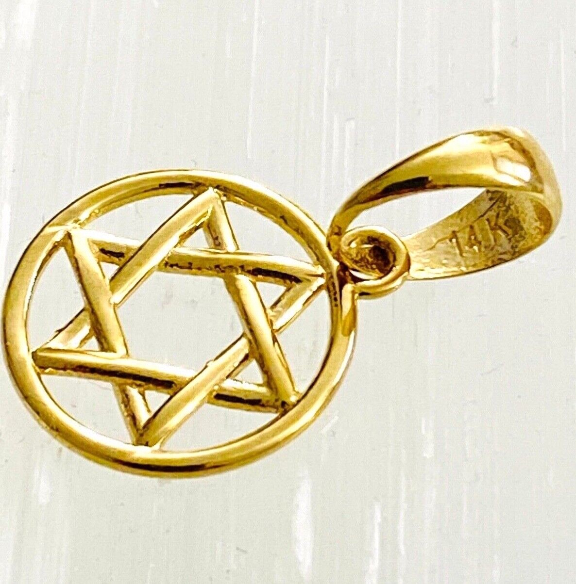14k Solid Gold Star of David Pendant, 14K Real Solid Gold Star of David- T037