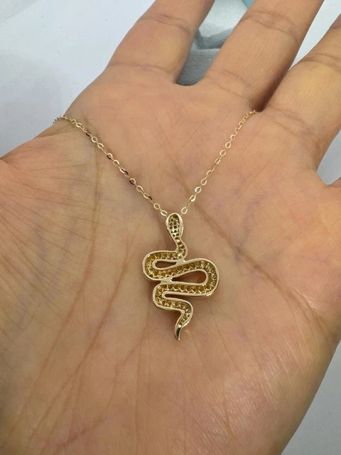 2.25 Ctw Round Lab Created Snake Pendant Necklace 14K Yellow Gold Plated