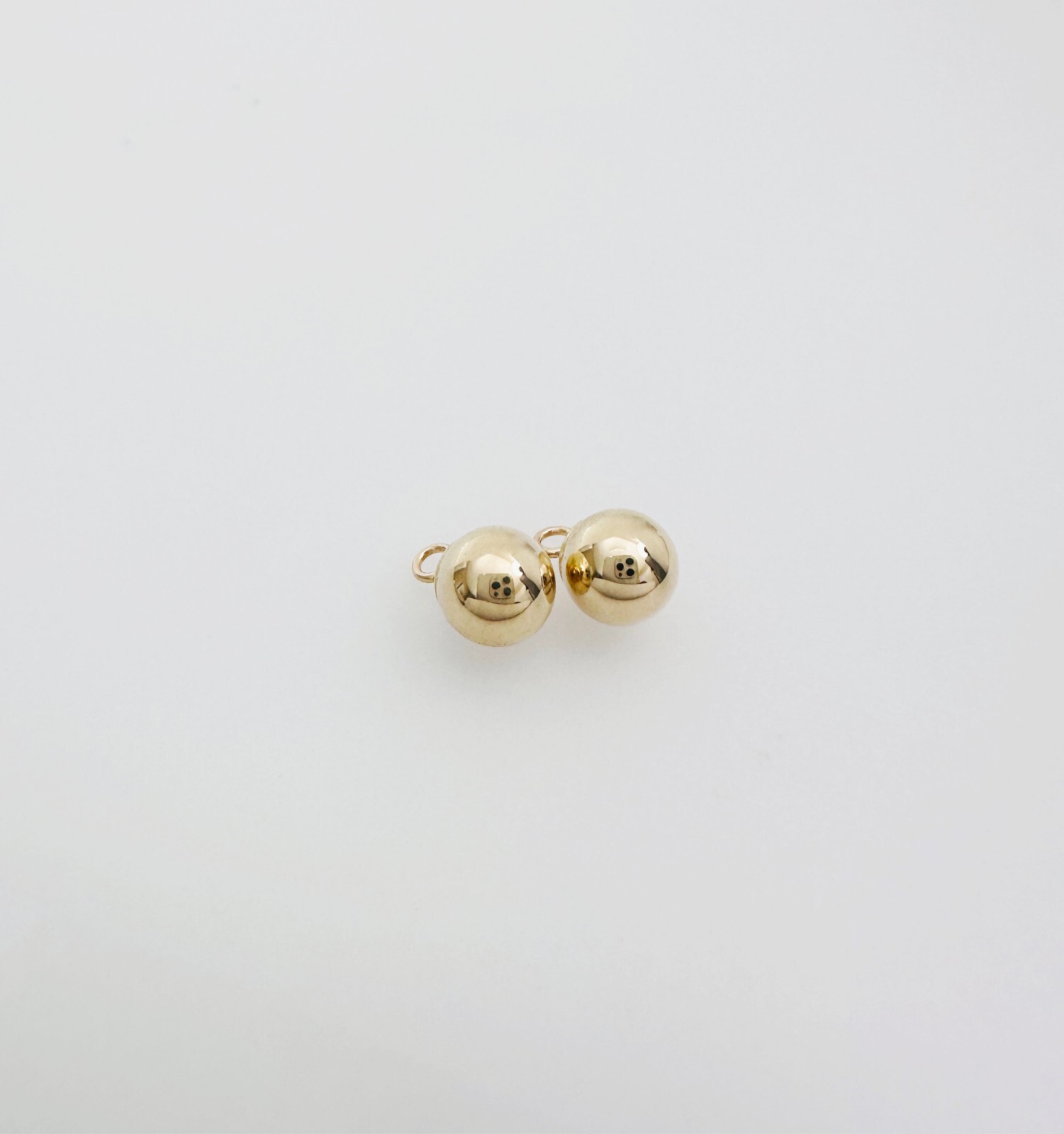 SET of 2 – 14K Solid Yellow Gold 6mm Ball Bead Mini Charms Drop Dangles 6×8.6mm
