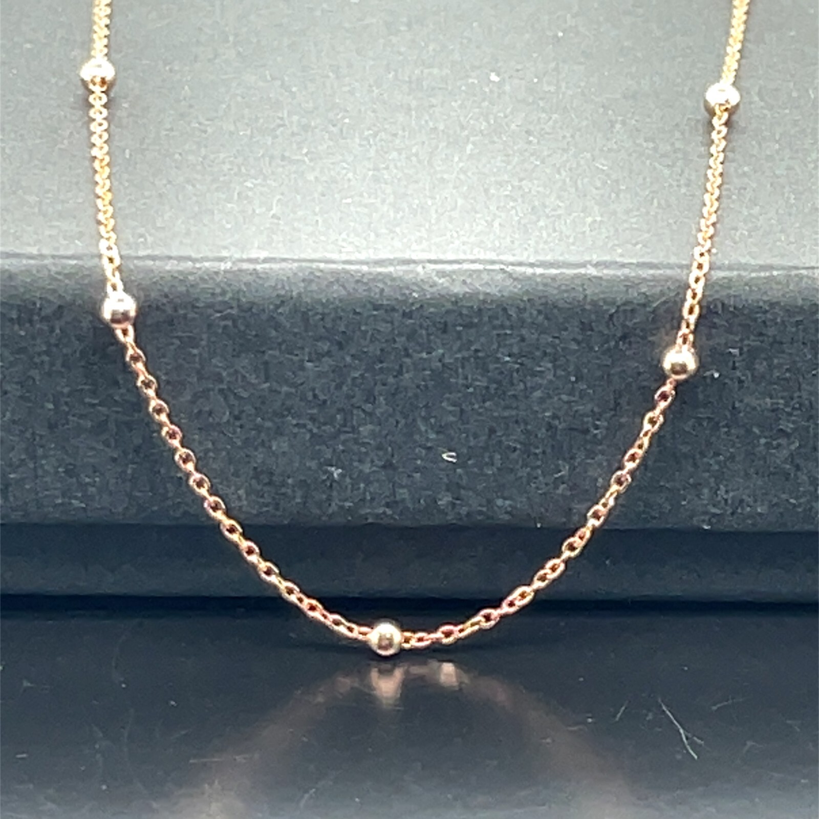 9ct Rose Gold Flat Trace Bead Chain Necklace 2mm Ladies Womens 16 18 20 22 24″