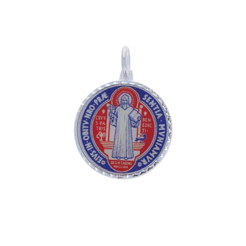 Sterling Silver, St Benedict Pendant, Religious Jewelry, Catholic Charm, Image