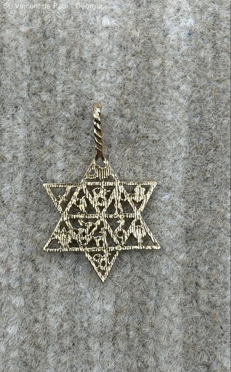 Vintage 14k Yellow Gold Star of David Dangle Pendant Beautiful Condition 2.45g