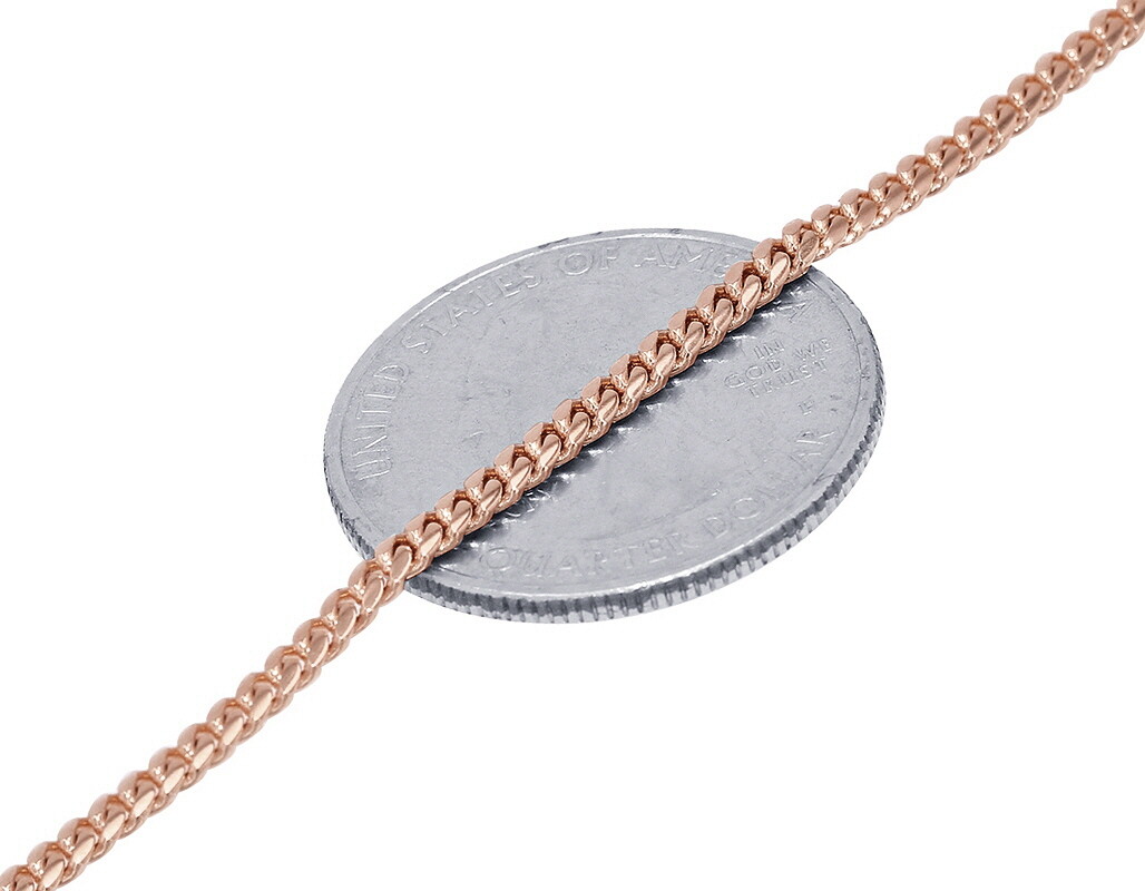 Unisex Miami Cuban Link Chain Necklace 2.5MM Solid Real10K Rose Gold 16-30 In…