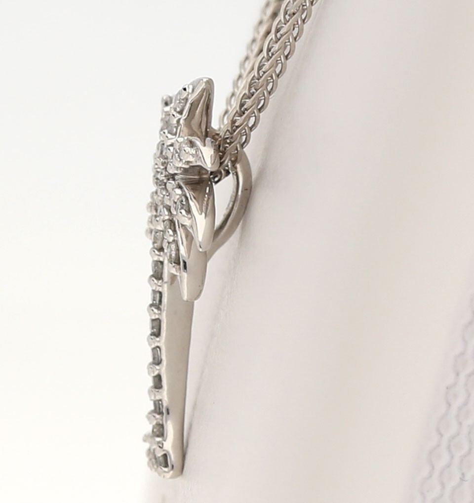 Natural Diamond Tiny Palm Tree Pendant Necklace .18CT 14K White Gold 16” Chain