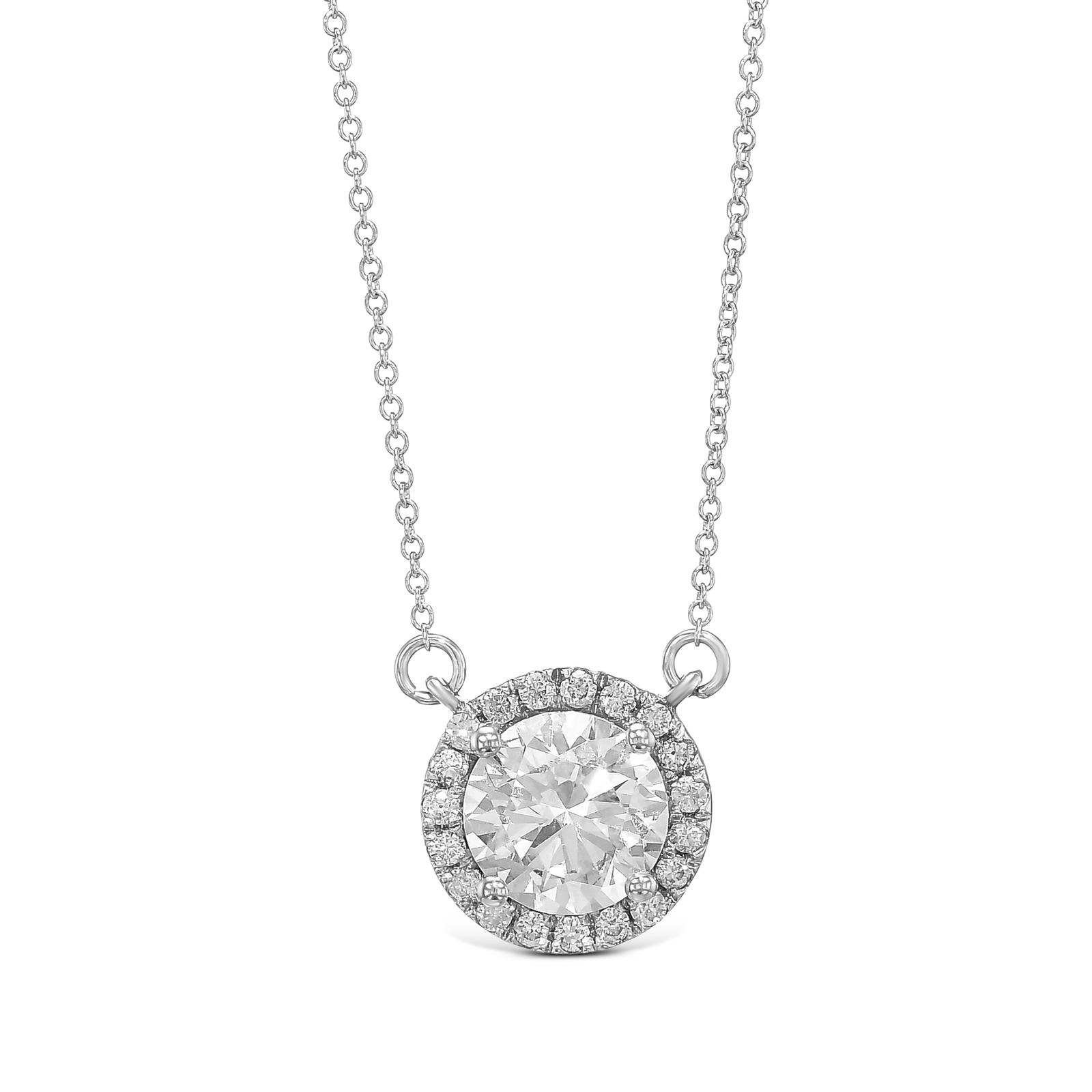 IGI Diamond Pendant VVS2 E Round 2.60 Carat Lab Created 14k White Gold Eye Clean