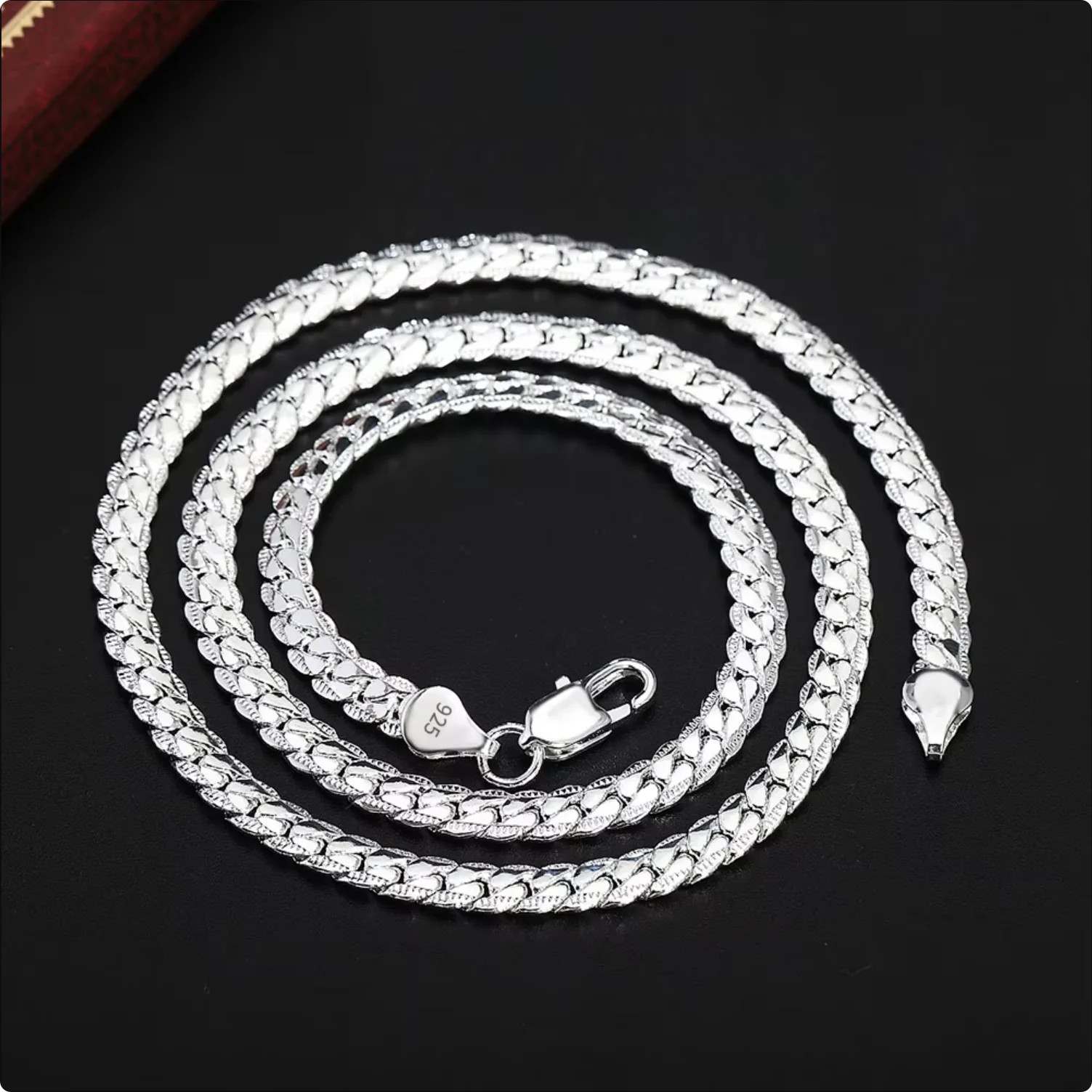 18K Gold/Silver Color 6mm Full Sideways Necklace 8/18/20/24 Inch Chain For Woman