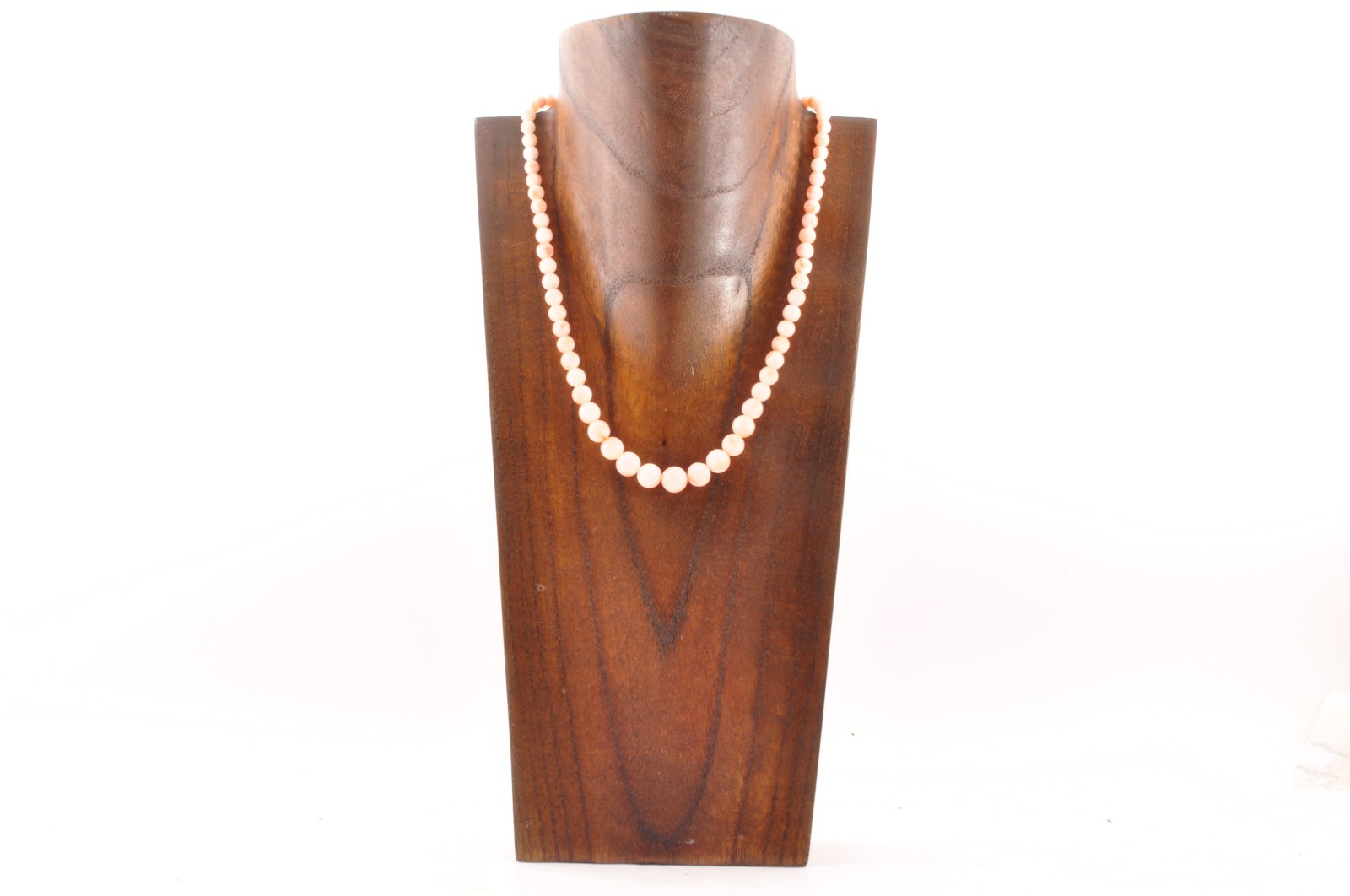 925 silver Angel skin coral Necklace ear clip set (17.3in 135ct) Certificate.