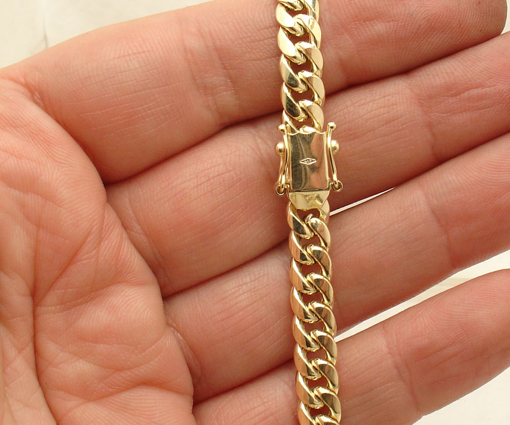 7mm Semi-Solid Tight Cuban Chain Necklace Box Clasp Lock Real 10K Yellow Gold