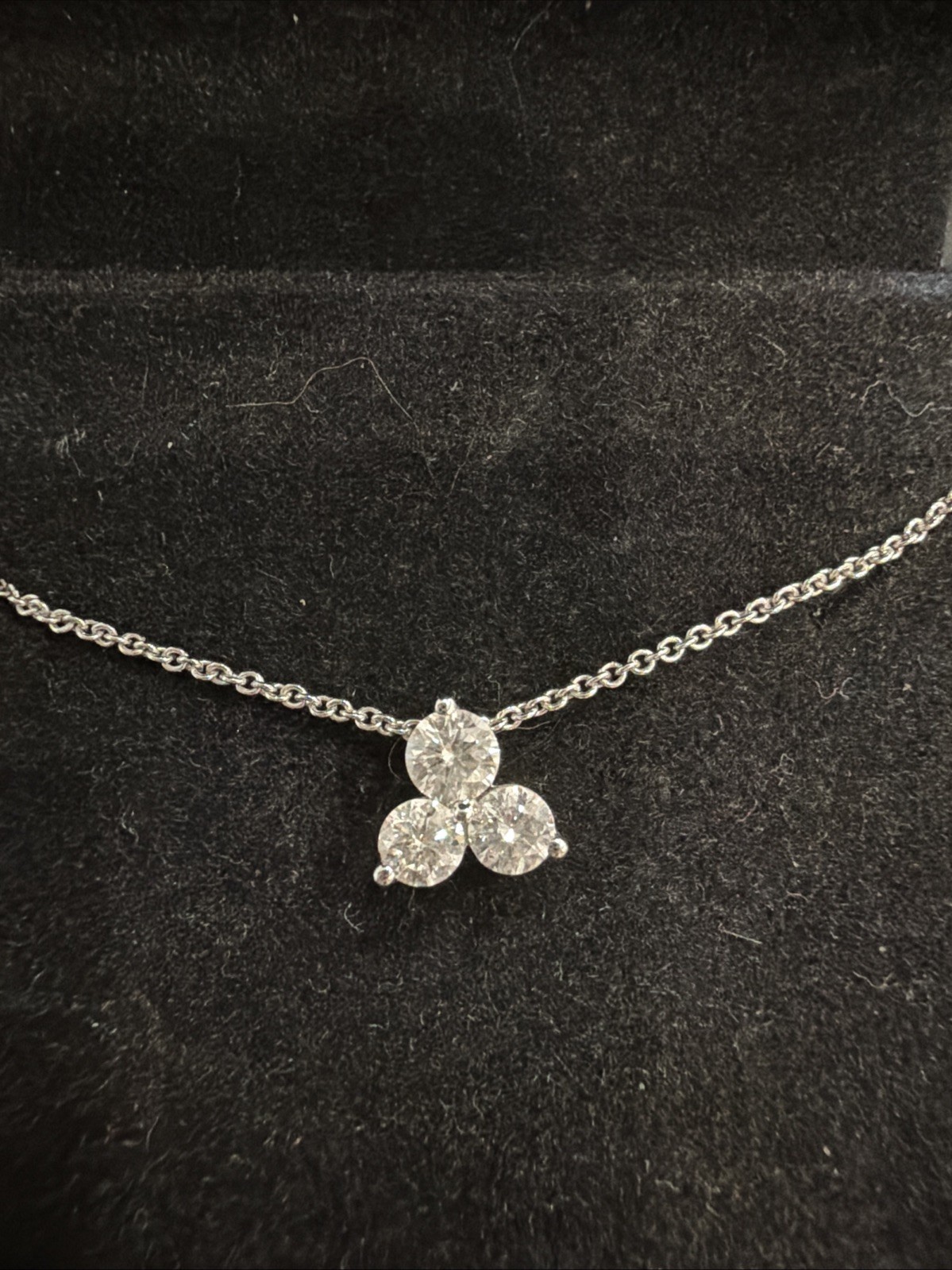 Kay Three Stone 10k WG 1/2 Carat Round Diamond Pendant NIB With Original Tag