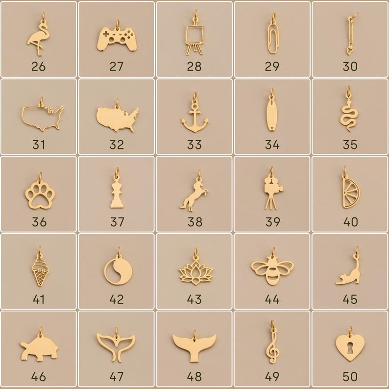 Minimalist Gold Charm Necklace – 119 Dainty Pendant Options, Custom made