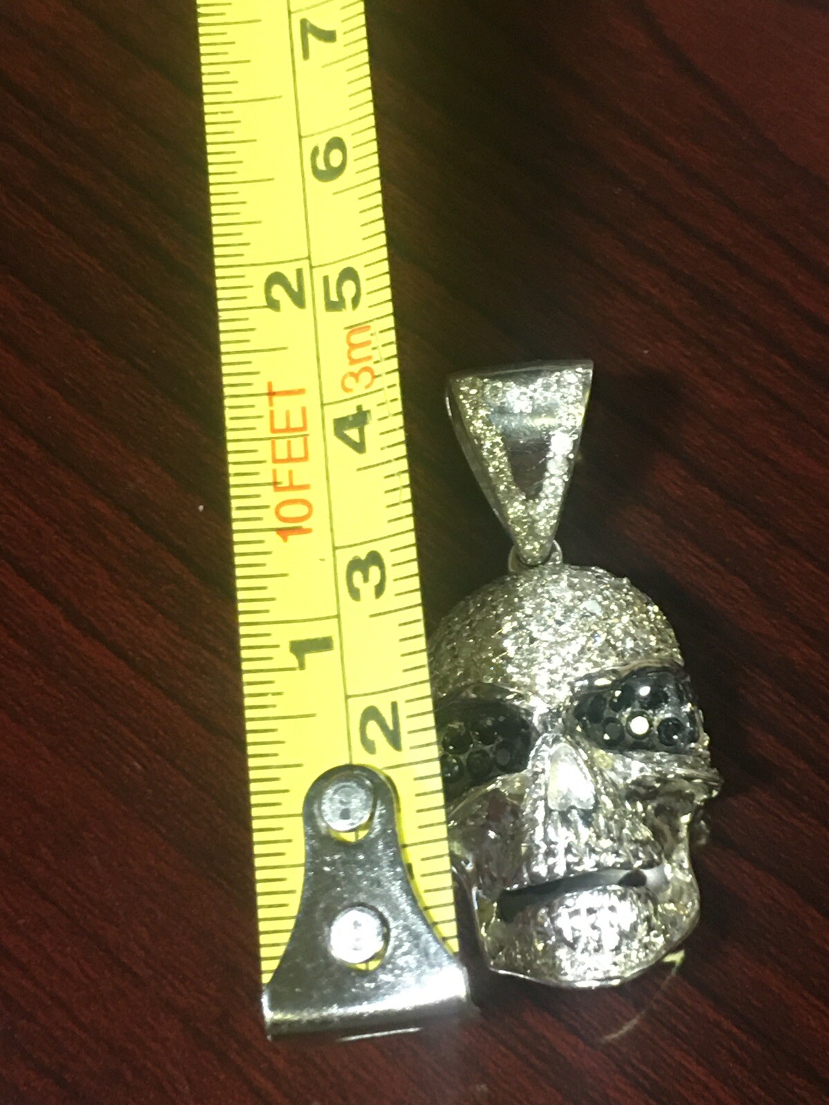 14k White Gold Color Diamond Skull Head Pendant 1.8″ Pave Charm 3.00 CT