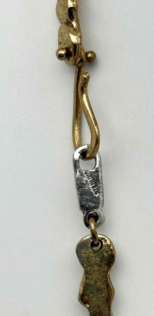 Vintage Anne Dick Sterling Silver Mixed Metal Brutalist Modernist Necklace 24″