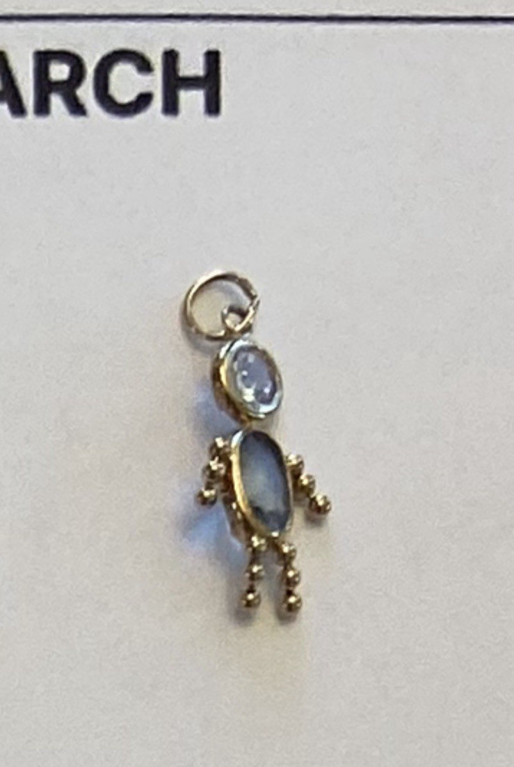 Vintage 14KT Yellow Gold BIRTHSTONE BABY BOY / GIRL Charm PENDANT gemstone MOM