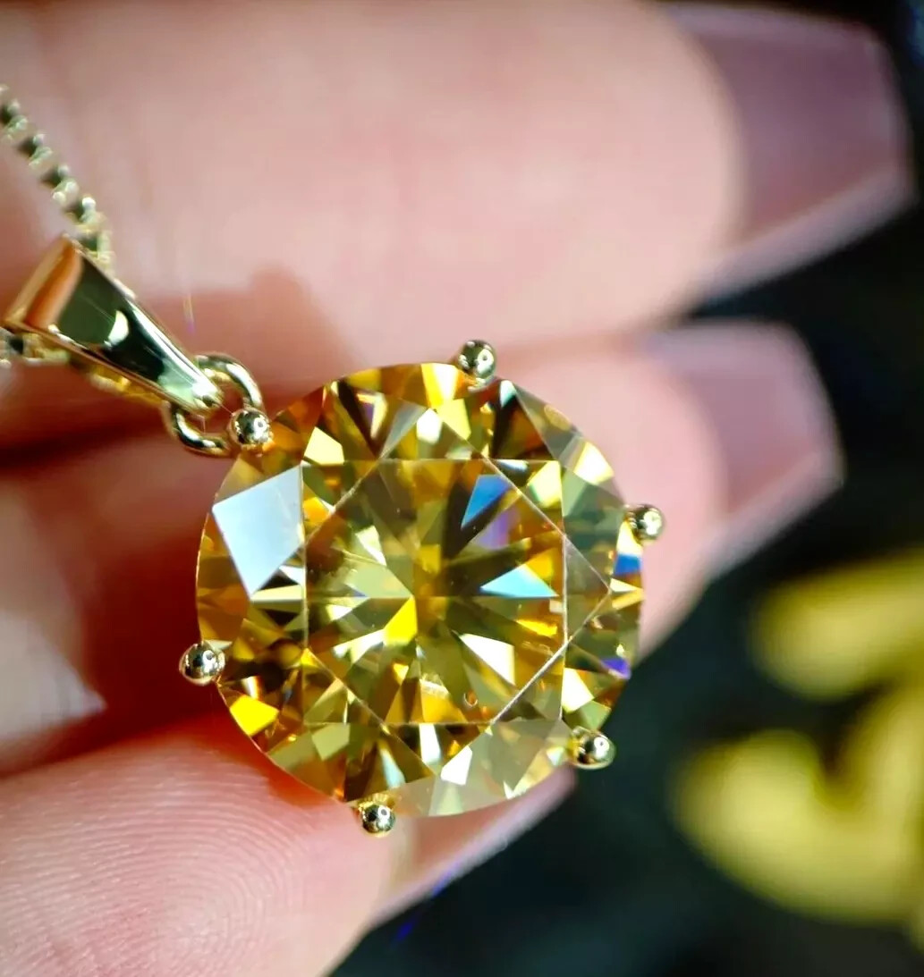 RARE 7 Ct Certified Treated Champagne Diamond Solitaire Pendant in 925 Silver
