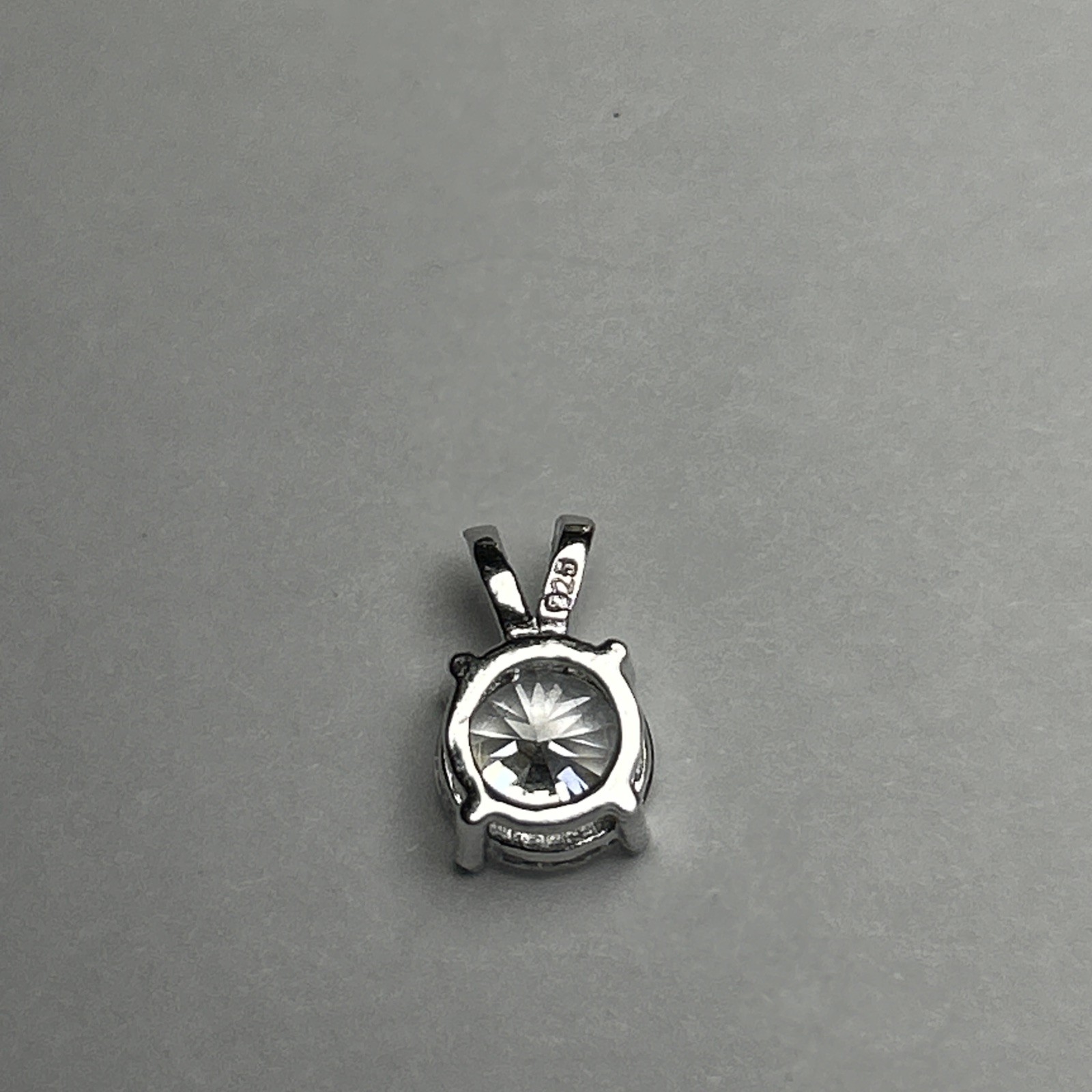 925 Sterling Silver Cz Round White Clear Ice Solitaire Pendant 7mm Colorless NEW