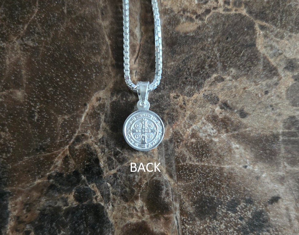 Sterling Silver Saint Benedict Medallion Pendant – Small 11 mm