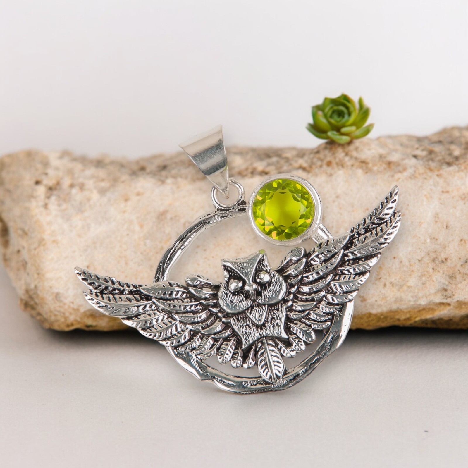 Peridot Gemstone Jewelry 925 Silver Handmade Pendant 1.48″ For Anniversary Gifts