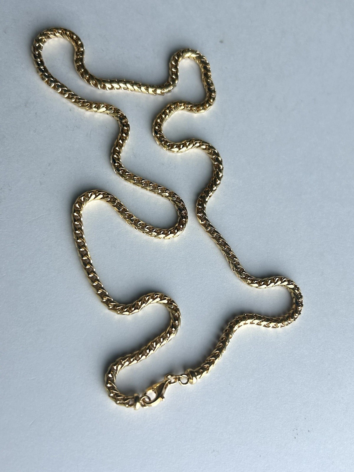 18k Yellow Gold 26″ Solid Mens Franco Curb Box Link 4 mm 68grams Chain Necklace