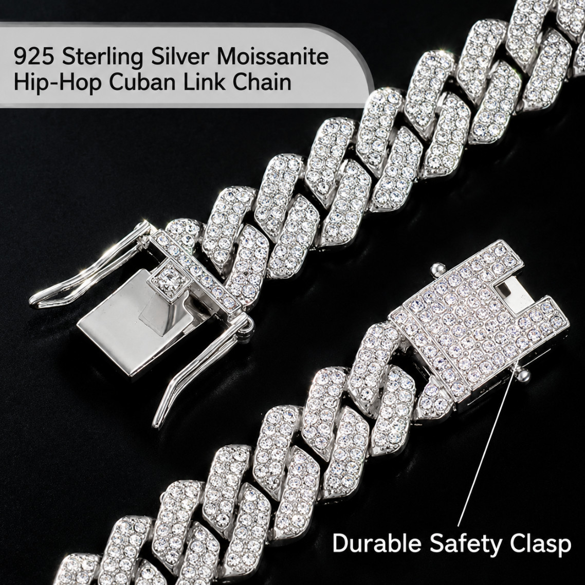 8mm S925 Sterling Silver Moissanite Cuban Link Necklace – Authentic Cuban Chain