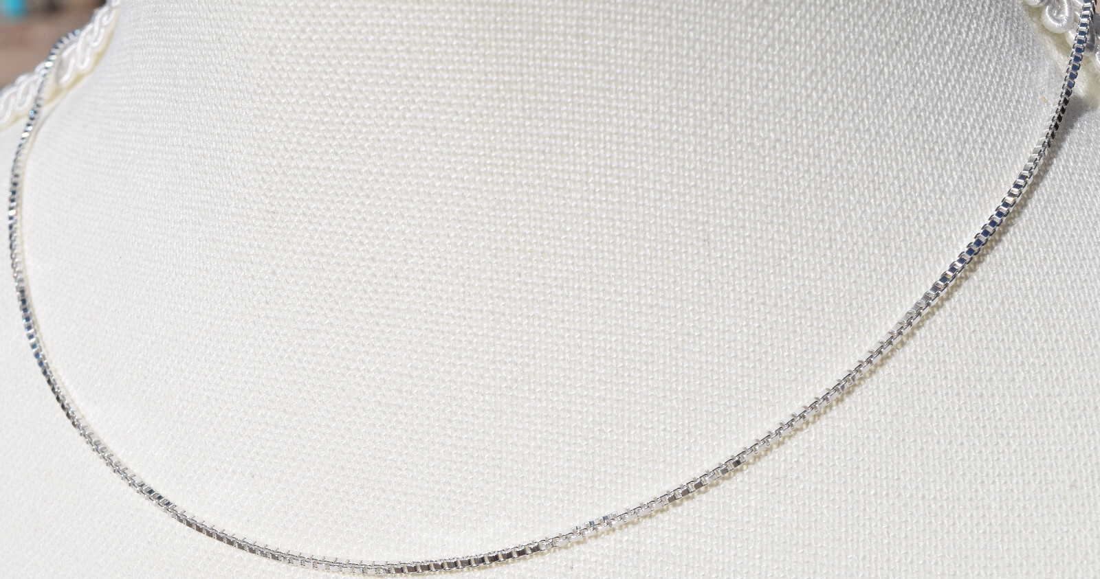 1.4mm Box Chain Italian .925 Sterling Silver Chain 16″ with Lobster Clasp