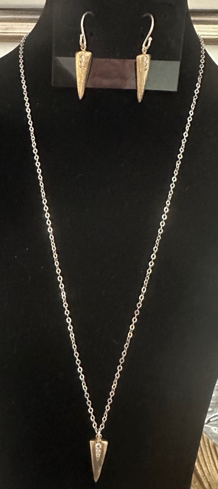 SILPADA Earrings + Pendant Necklace SET Crystal .925 Sterling Silver & GOLD