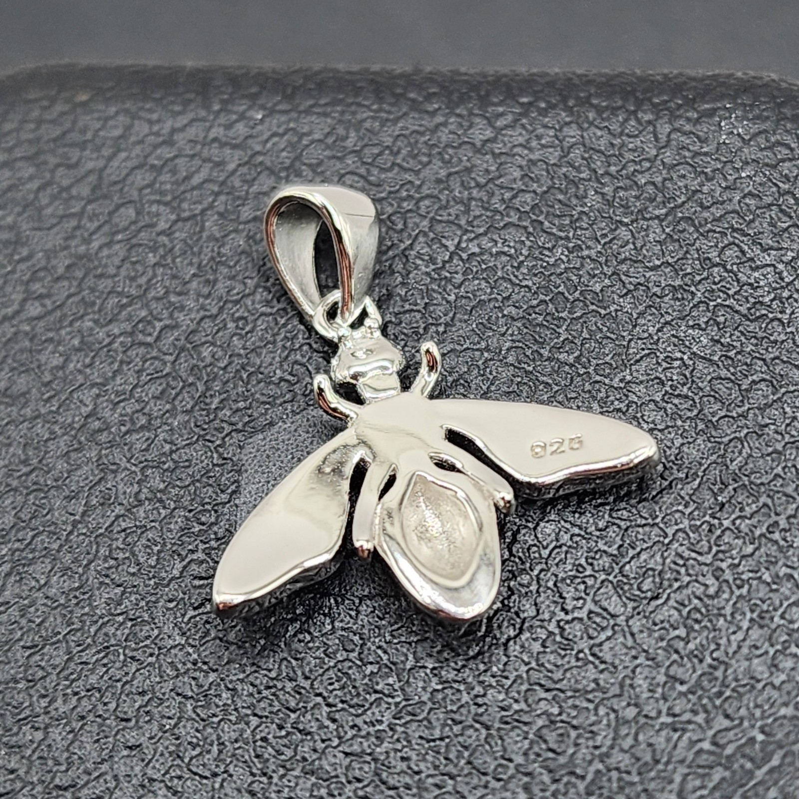 925 NEW Sterling Silver Pendant- BEE w/Lab Created Opal 17mm Length 19 Width…