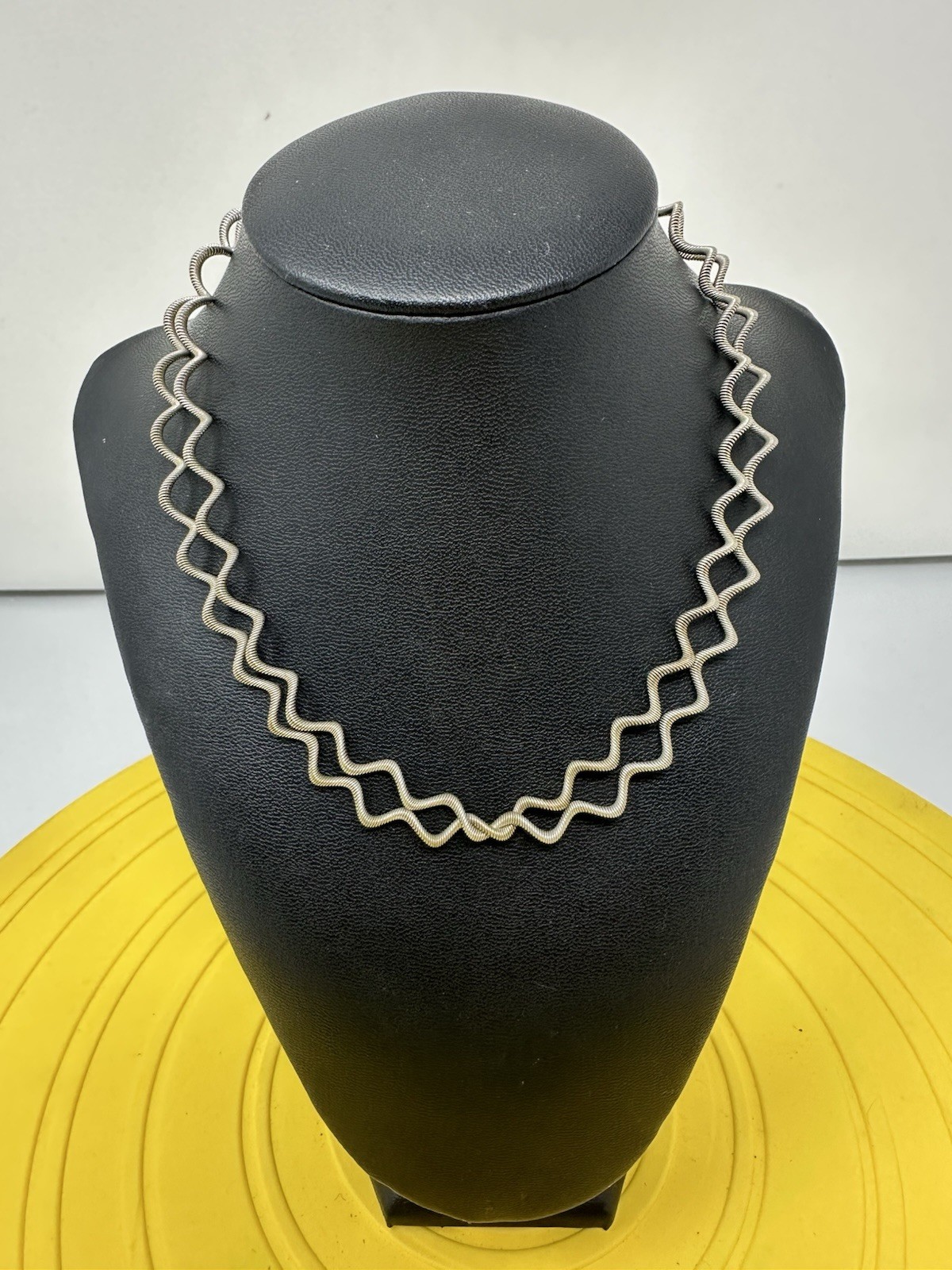 Sterling Silver 2 Stranded Swirling Choker Necklace Elegant Modern Chic 22g 16in