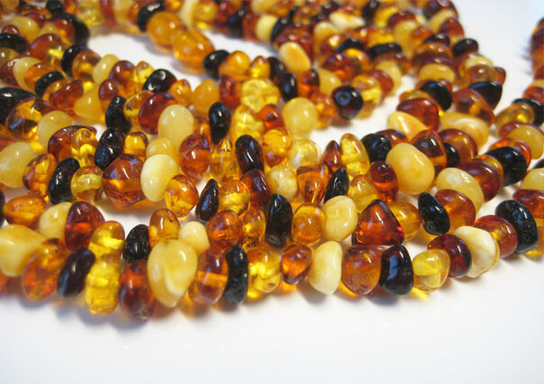 Genuine Elegant Beautiful Multicolor Baltic Amber Necklace 57 in 145 cm !!!