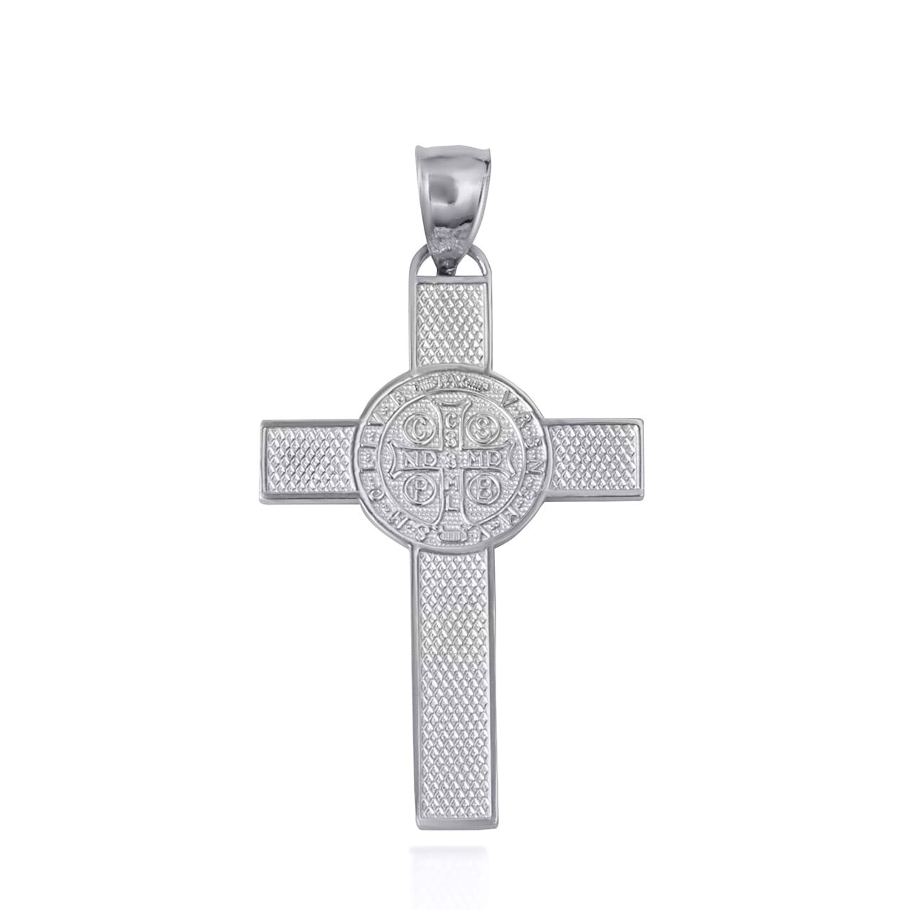 .925 Sterling Silver Saint Benedict Medal Cross Reversible Pendant Necklace S/L
