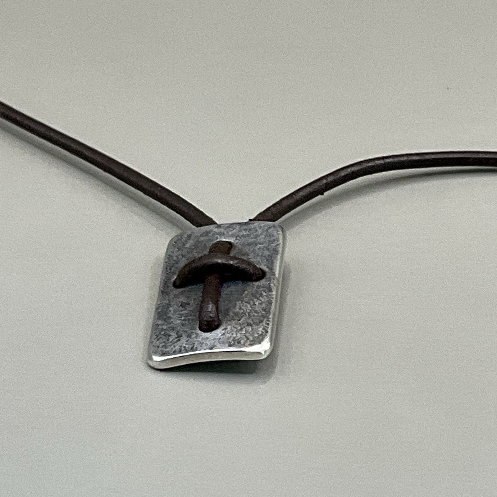 James Avery Necklace Brown Leather Sterling Silver 925 Cross Shield Pendant