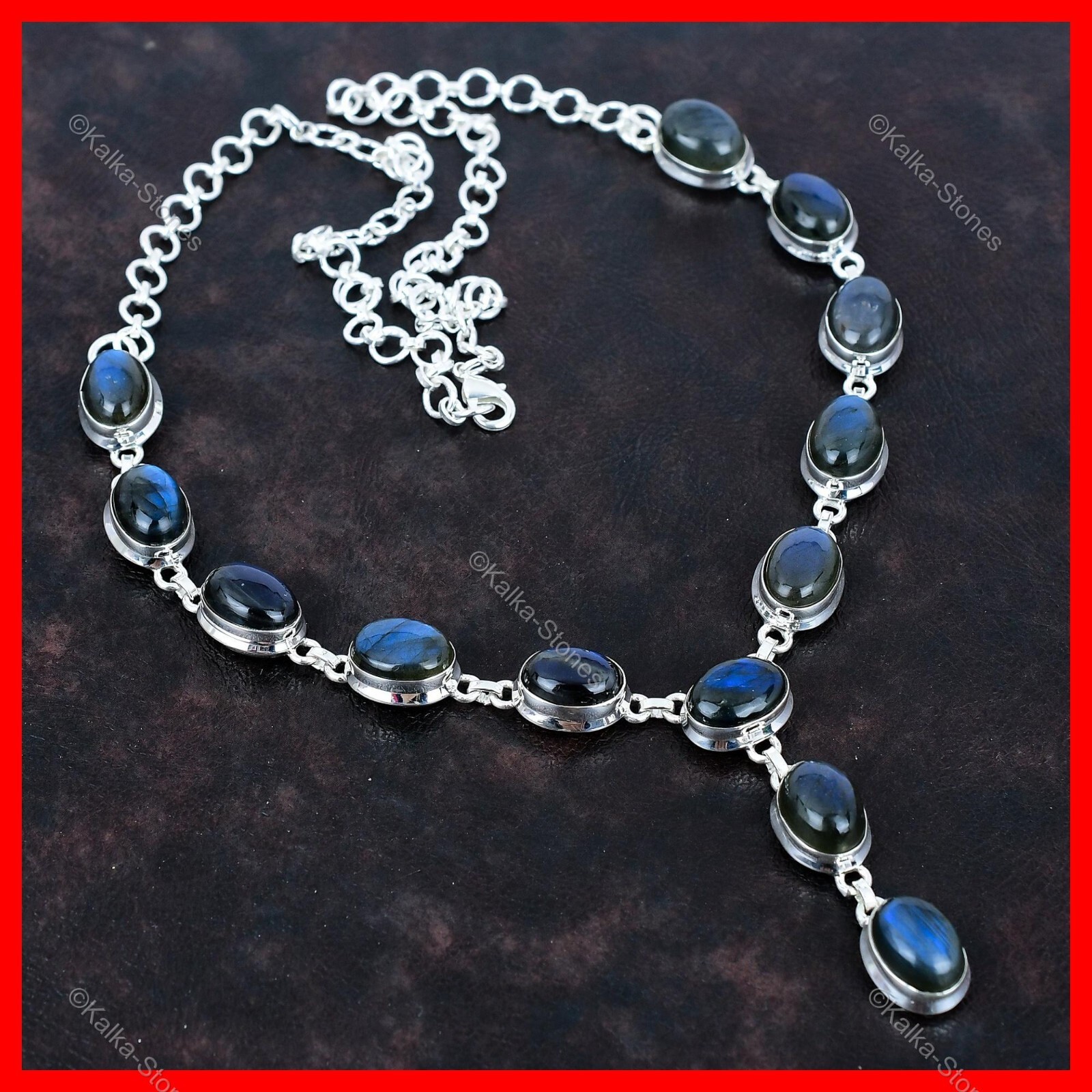 Friendship Day Deal Oval Labradorite Gemstone 925 Silver Birthday Chain Necklace