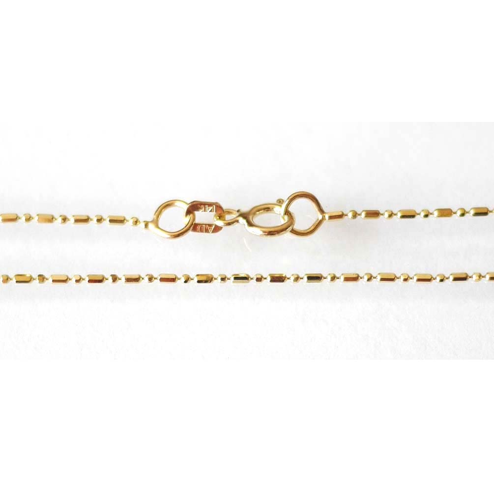 14k Solid Yellow Gold Bead-Bar Chain Necklace 1.0 mm 18 inches (45 cm) BB-12-80